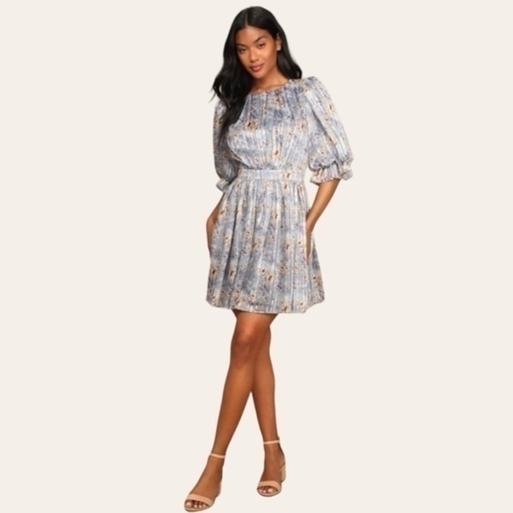 Pleasing to the Eye Blue Floral Print Skater Mini Dress 💕